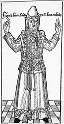 Arcykapłan żydowski, z Liber Chronicarum Hartmanna Schedla, opublikowane w Norymberdze, 1493