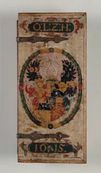 Pokrywa bełtów do kuszy należąca do księcia Otto von Hesse, 1615 (drewno malowane) (zob. też 312140-43)