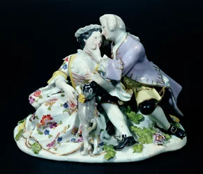 Spotkanie zakochanych, prawdopodobnie Johann Joachim Kandler (1706-75) c.1735 (porcelana)
