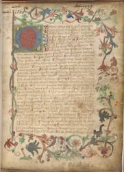 Ms Sloane 2560, f.1 z traktatów alchemicznych, koniec XV wieku (welum)