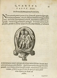 Nieidentyczne bliźnięta w łonie matki, ilustracja z rozdziału 14, księga 4 O poczęciu i rozwoju człowieka Rueffa, 1587