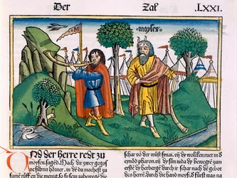 Księga Liczb 2: Rozmieszczenie obozu Izraelitów, z Biblii norymberskiej (Biblia Sacra Germanica)