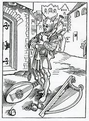 Of impacient folys that wyll nat byde correccion, ilustracja z angielskiego tłumaczenia "The Ship of Fools" Alexandra Barclaya, z wydania opublikowanego w 1874 r.
