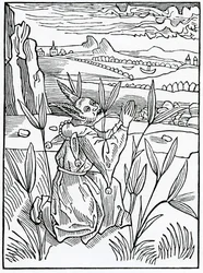 O nieprofesjonalnych i vayne modlitwach przysięgi i peticyony, ilustracja z angielskiego przekładu „Statek głupców” Aleksandra Barclay