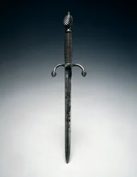 Sztylet do parowania, ok. 1600 (stal z drucianym uchwytem)