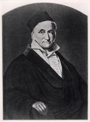 Portret Carla Friedricha Gaussa (1777-1855) z Handbuch der Vermessungskunde wydany przez Metzler w Stuttgarcie, 1895