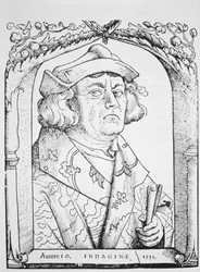 Portret Jana z Indaginy, według Hansa Baldunga Griena, z Chiromantia autorstwa Ioannesa ab Indagine, Strasburg 1531, ilustrowany w History of Magic, wydanej pod koniec XIX wieku