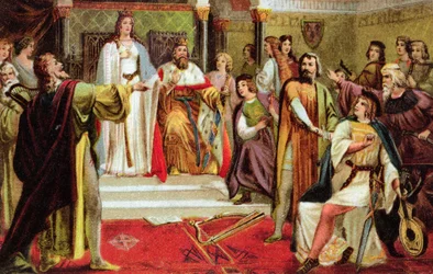 Pocztówka ze sceną z Tannhausera Ryszarda Wagnera (1813-83), ok. 1900