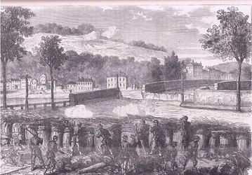 Reduta pruska dowodząca mostem Sevres, Cassells History of the War between France and Germany wydana przez Cassell and Company Limited, c.1890 (lito)