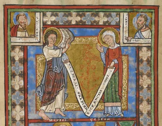 Fragment Psałterza „Psałterz Henryka Lwa”, f.7v, fragment ze Zwiastowaniem, ok. 1168-89 (kodeks pergaminowy)