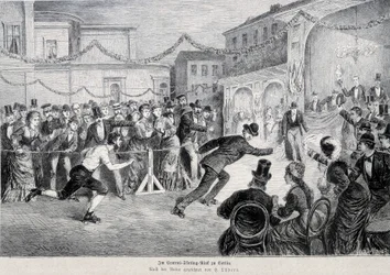 Ruletkowy wyścig łyżwiarski w Berlinie w 1878 roku.