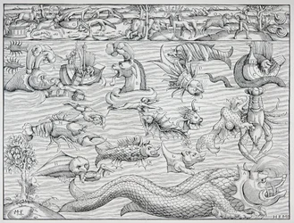 „Morze ciemności” z „Cosmographie Universalis” Sebastiena Münstera