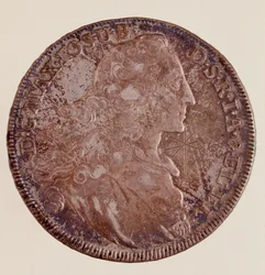Srebrny talar Maksymiliana III Józefa Bawarskiego (1727-1777) 1769 Śr. 4,1 cm Neapol, muzeum archeologiczne