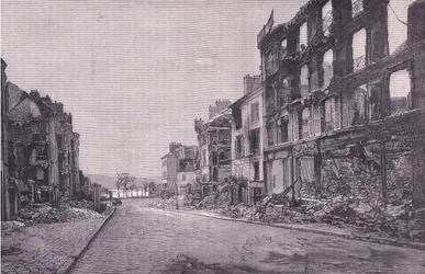 Ulica w St Cloud, Cassells History of the War between France and Germany wydana przez Cassell and Company Limited, c.1890 (lito)
