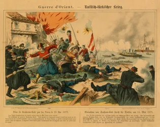 Zdobycie Suchum-Kale przez Turków podczas wojny rosyjsko-tureckiej, 15 maja 1877, opublikowane przez F.C. Wentzel, Weißenburg, 1877
