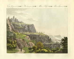 Montserrat w Hiszpanii (kolorowy grawerunek)
