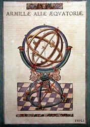 Równikowa sfera armilarna w „mechanizmach ustanowionych przez astronomię” Tycho Brahe (1546 - 1601), Wandsbeck