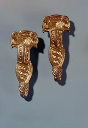Thueringer Fibulas z ptasimi głowami, Stoessen, pierwsza połowa C06, (złoto)