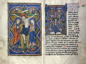 Dwie strony z XIII-wiecznego Mszału po łacinie, z regionu Środkowego Renu, ok. 1250-1300