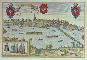 Widok Warszawy nad Wisłą z „Staroeuropejskich scen miejskich” (rycina)