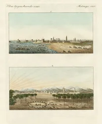 Widoki Afryki (kolorowy grawerunek)