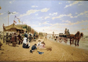 Plaża Sanlucar, XIX wiek (obraz olejny)