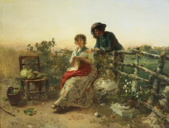 W czasie pokoju, Gerolamo Induno, ok. 1880, olej na drewnie