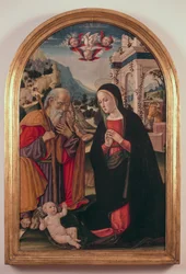 Adoracja Dzieciątka, ok. 1490-1525, autorstwa Girolamo Benvenuto (1470-1524)