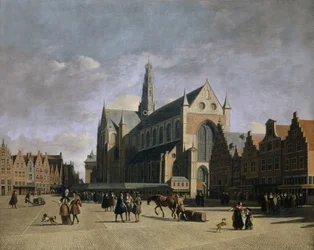 Grote Markt w Haarlemie, lata 80. XVII wieku.