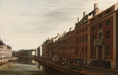 Złoty Zakręt na Herengracht w Amsterdamie od zachodu