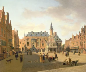 Rynek z ratuszem, Haarlem, XVII wiek
