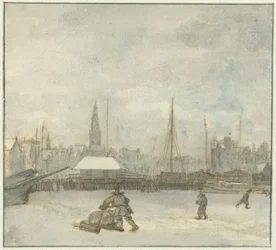 Zimowy widok w Amsterdamie