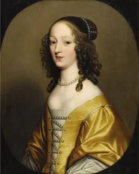 Elisabeth de Boheme - Elżbieta Stuart (1596-1662), królowa Czech, po Honthorst, Gerrit, van (1590-1656). Olej na drewnie. Wymiar : 72,3x57,7 cm. Prywatna kolekcja
