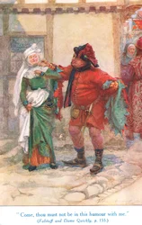 „Chodź, nie możesz być ze mną w takim humorze”, ilustracja z „Opowieści Szekspira o angielskich królach”, opublikowanych przez George Harrap & Son