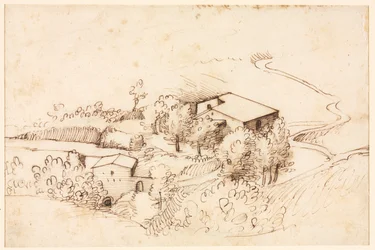 Farma z drzewami w pagórkowatym krajobrazie, 1567.
