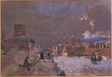 Włochy, Ulica Grobowców w Pompejach (akwarela)