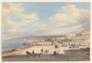Widok z Posillipo w kierunku północnym, jeden z czterech niewielkich widoków Neapolu z albumu „Amicorum”