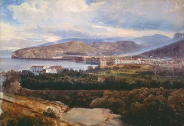 Widok na Sorrento, Giacinto Gigante, tempera na papierze