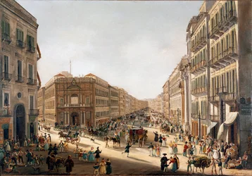 Widok na Via Toledo w Neapolu. (1806-1876). Neapol, Museo Nazionale di San Martino