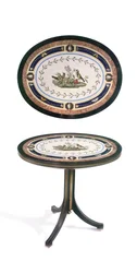 Blat mikromozaikowy, Rzym, koniec XVIII w. (mozaika, heban i drewno satynowe z oprawą ormolu)