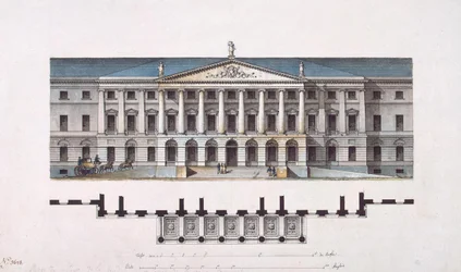 Projekt Instytutu Smolnego. Plan elewacji głównej i parteru, 1806-1808