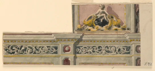 Rysunek, projekt malowanych drzwi, 1850-75