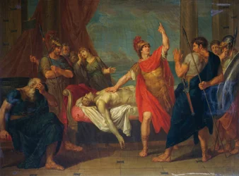 Achilles składający przysięgę na ciele Patroklosa, obraz Giacoma Conci (1787-1852)