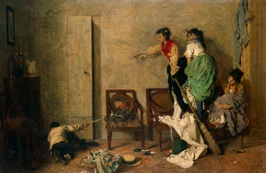 Mysz, Giacomo Favretto (1849-1887), olej na płótnie, 59x90 cm