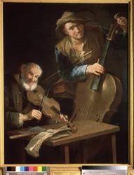 "Muzycy"" Obraz Giacomo Francesco Cippera (1664-1736) Muzeum Puszkina, Moskwa