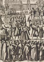 Rozrywka, którą szarlatani dają codziennie na Piazza di S. Marco al Populo ..., ca. 1610.