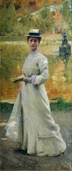 Portret plenerowy lub Dama w ogrodzie autorstwa Giacomo Grosso