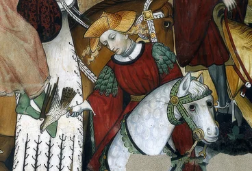 Fontanna młodości. Szczegół: sokolnik ze swoim ptakiem. 1418-30