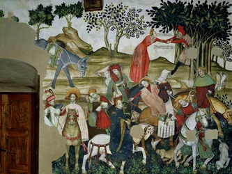 Fontanna Życia, detal przedstawiający powrót do fontanny, 1418-30