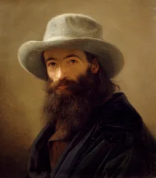 Autoportret w orientalnej sukni, Giacomo Trecourt (1812-1882), olej na płótnie, 80x65 cm, ok. 1843